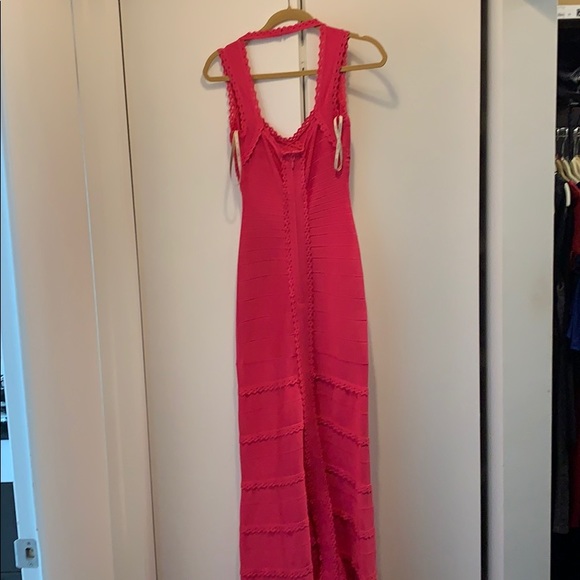 Herve Leger Hot Pink Long Gown Size Small - Picture 6 of 9